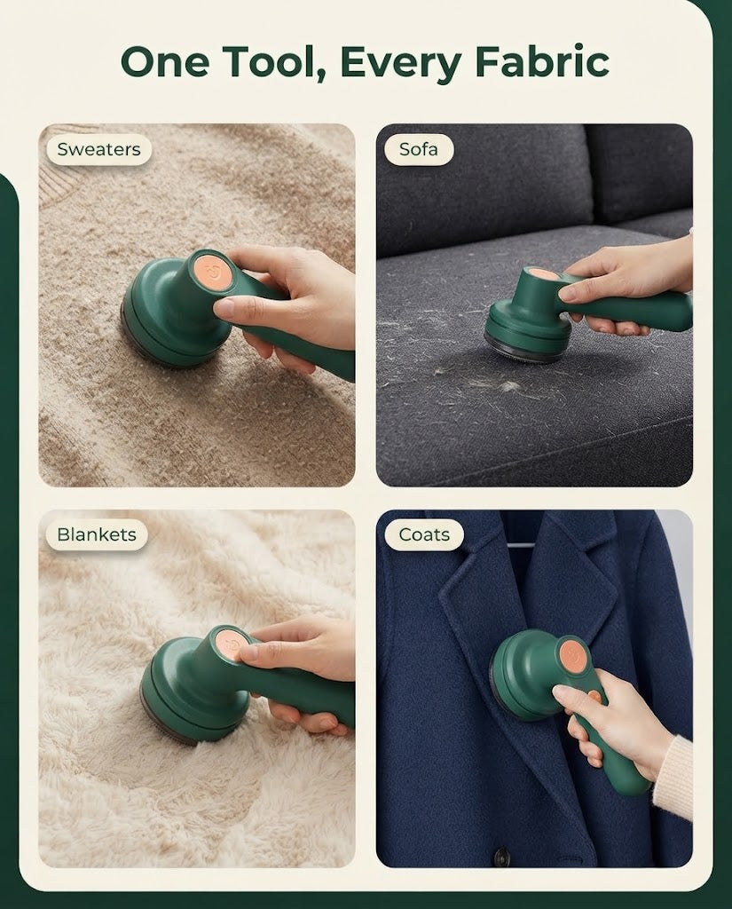 Portable USB Rechargeable Fabric Shaver & Lint Remover for Sweaters, Sofas, and Clothes – Utility Care