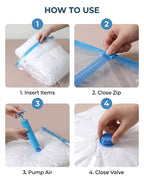 Vacuum Storage Bags with Hand Pump (Pack of 5) – Space Saver Seal Bags for Clothes, Blankets & Bedding