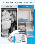 Vacuum Storage Bags with Hand Pump (Pack of 5) – Space Saver Seal Bags for Clothes, Blankets & Bedding