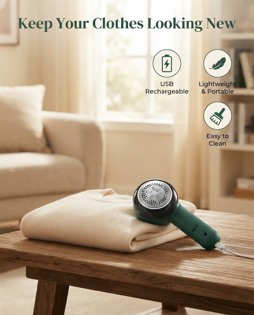 Portable USB Rechargeable Fabric Shaver & Lint Remover for Sweaters, Sofas, and Clothes – Utility Care