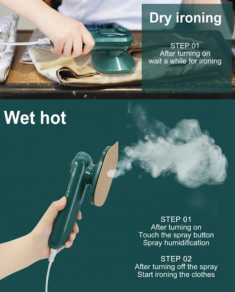 Portable Mini Micro Steam Iron for Clothes - Wet & Dry Travel Garment Steamer