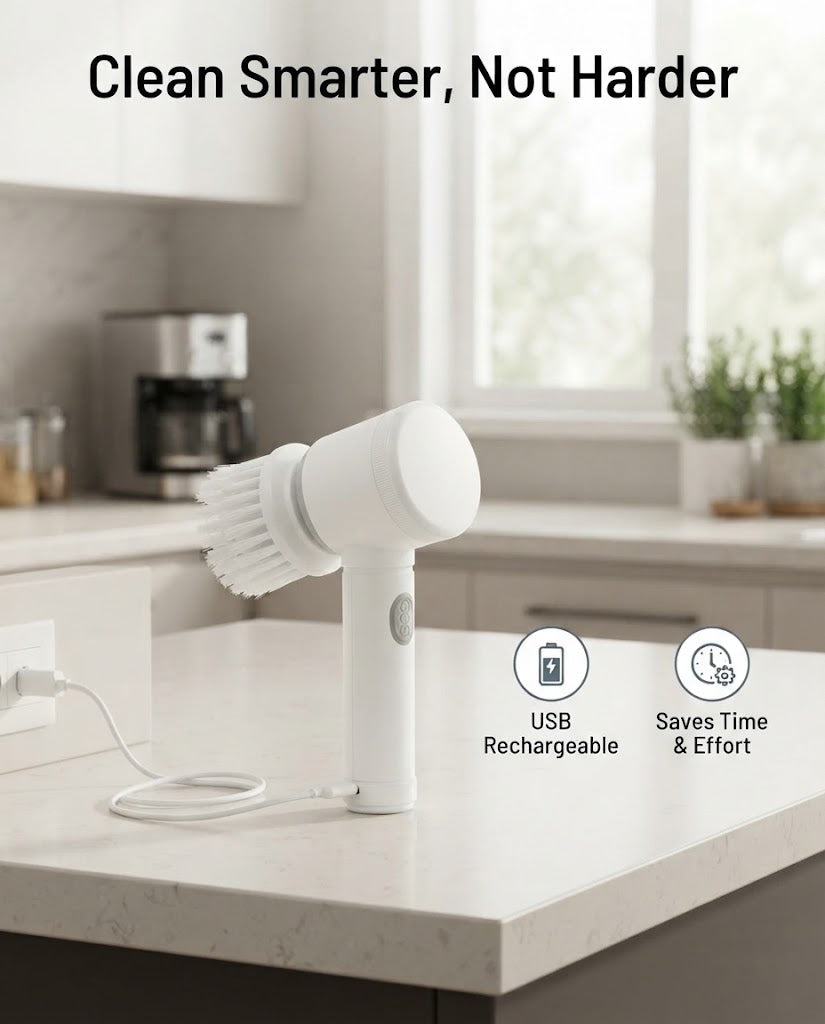 Electric Spin Scrubber - Cordless Power Cleaning Brush with USB Rechargeable Battery for Kitchen, Bathroom, Tiles, and Sink Surfaces