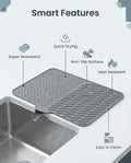 Silicone Dish Drying Mat with Self-Draining Lip - Heat Resistant, Foldable & Non-Slip Kitchen Counter Mat for Plates, Cups, and Bottles