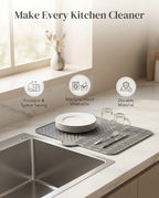 Silicone Dish Drying Mat with Self-Draining Lip - Heat Resistant, Foldable & Non-Slip Kitchen Counter Mat for Plates, Cups, and Bottles
