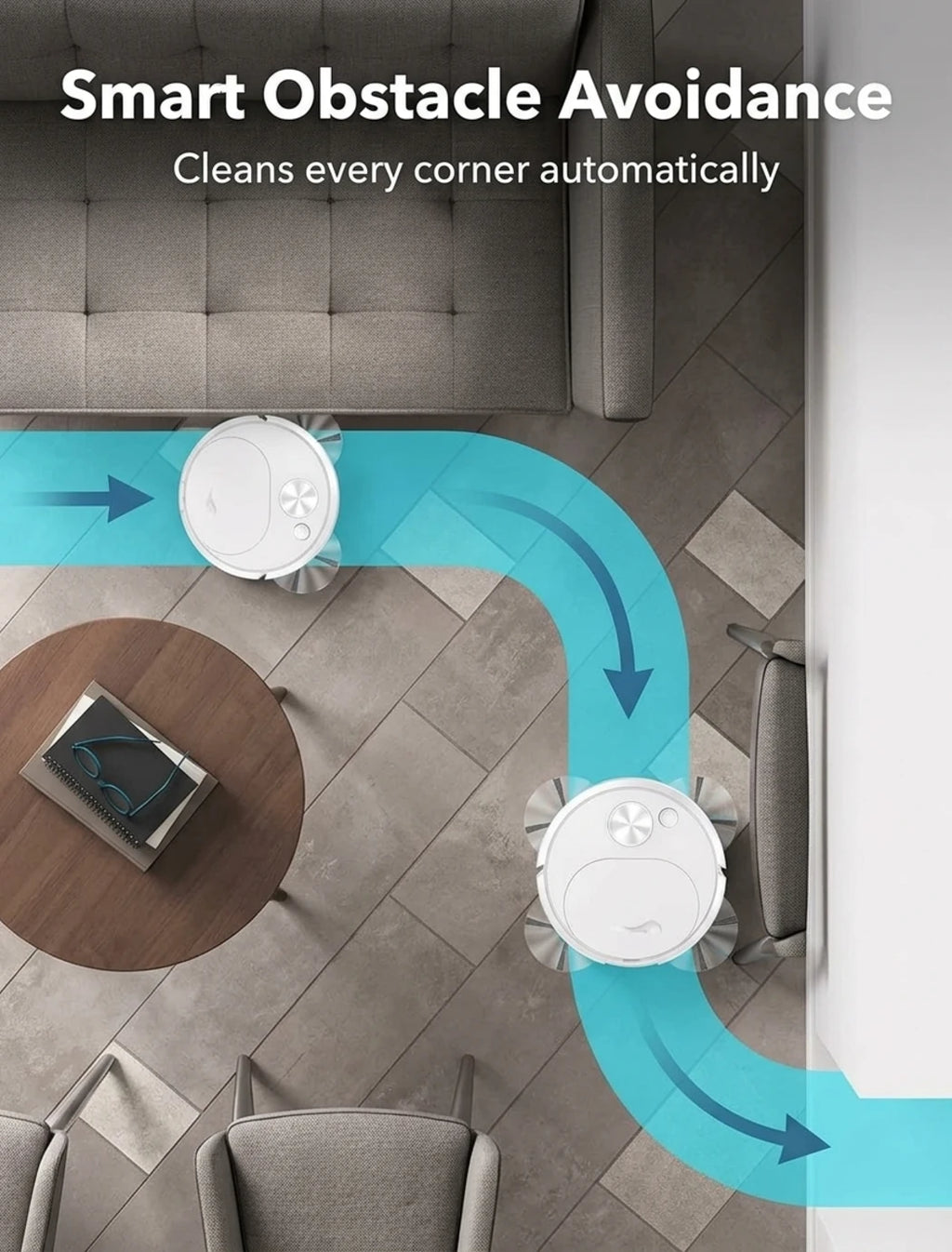 3-in-1 Smart Robot Vacuum Cleaner – Automatic Sweeping, Mopping & Powerful Suction Cleaner for Hard Floors & Low-Pile Carpets