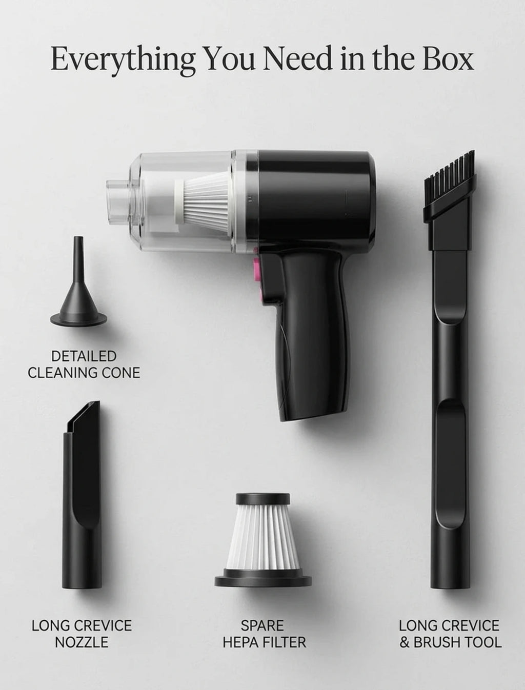 3-in-1 Handheld Cordless Car Vacuum Cleaner, High-Power Auto Vacuum, Air Duster & Hand Vacuum for Home and Car