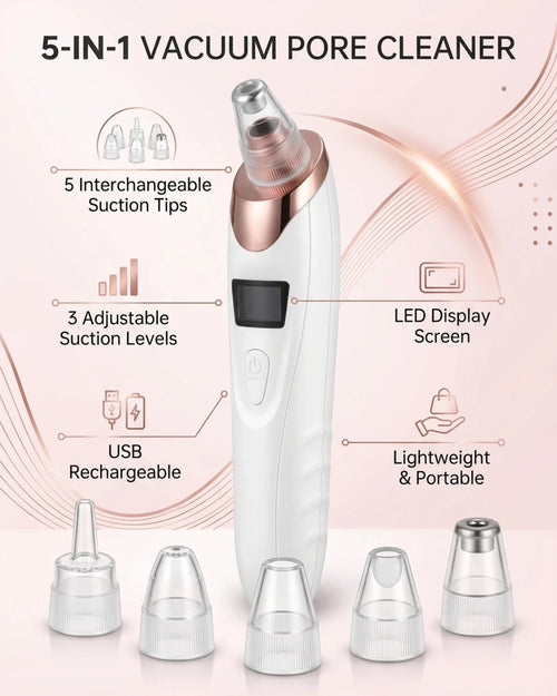 Electric Blackhead Remover Vacuum – Rechargeable Pore Cleaner & Acne Extractor Device