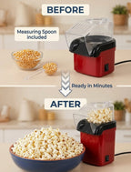 Mini Electric Hot Air Popcorn Maker Machine – Oil-Free Automatic Popcorn Popper for Home & Movie Nights