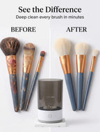 Electric Makeup Brush Cleaner & Dryer Machine – Automatic Spin Cosmetic Brush Washer with Cleaning Mat