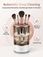 Electric Makeup Brush Cleaner & Dryer Machine – Automatic Spin Cosmetic Brush Washer with Cleaning Mat