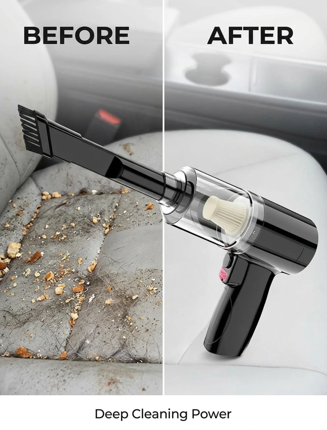 3-in-1 Handheld Cordless Car Vacuum Cleaner, High-Power Auto Vacuum, Air Duster & Hand Vacuum for Home and Car