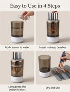 Electric Makeup Brush Cleaner & Dryer Machine – Automatic Spin Cosmetic Brush Washer with Cleaning Mat