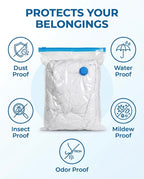 Vacuum Storage Bags with Hand Pump (Pack of 5) – Space Saver Seal Bags for Clothes, Blankets & Bedding