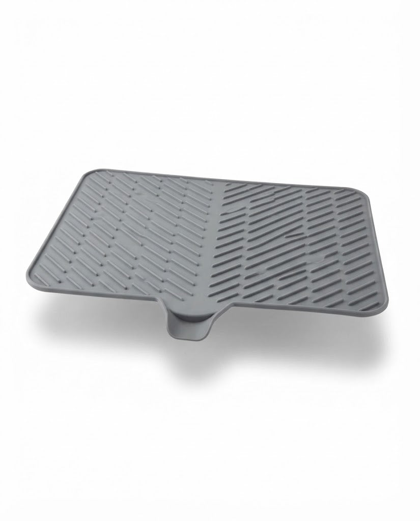 Silicone Dish Drying Mat with Self-Draining Lip - Heat Resistant, Foldable & Non-Slip Kitchen Counter Mat for Plates, Cups, and Bottles
