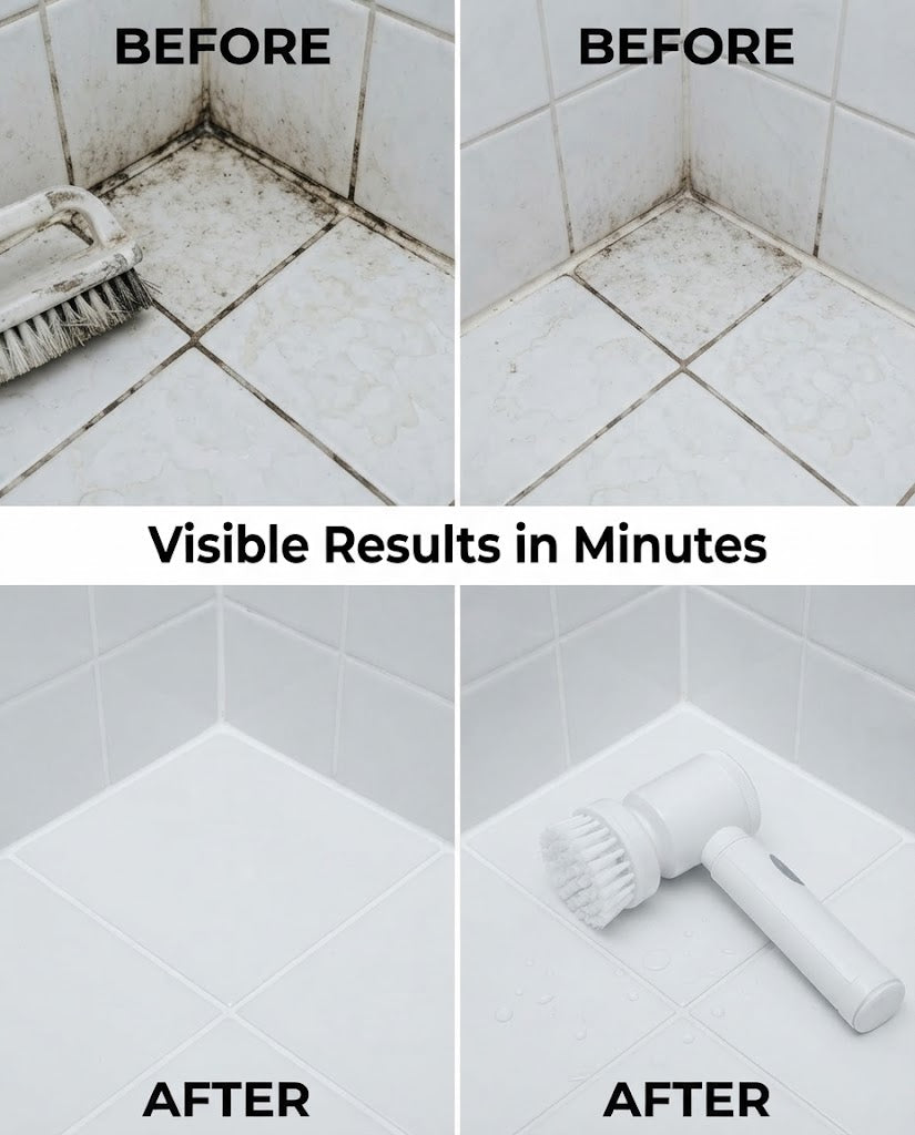 Electric Spin Scrubber - Cordless Power Cleaning Brush with USB Rechargeable Battery for Kitchen, Bathroom, Tiles, and Sink Surfaces